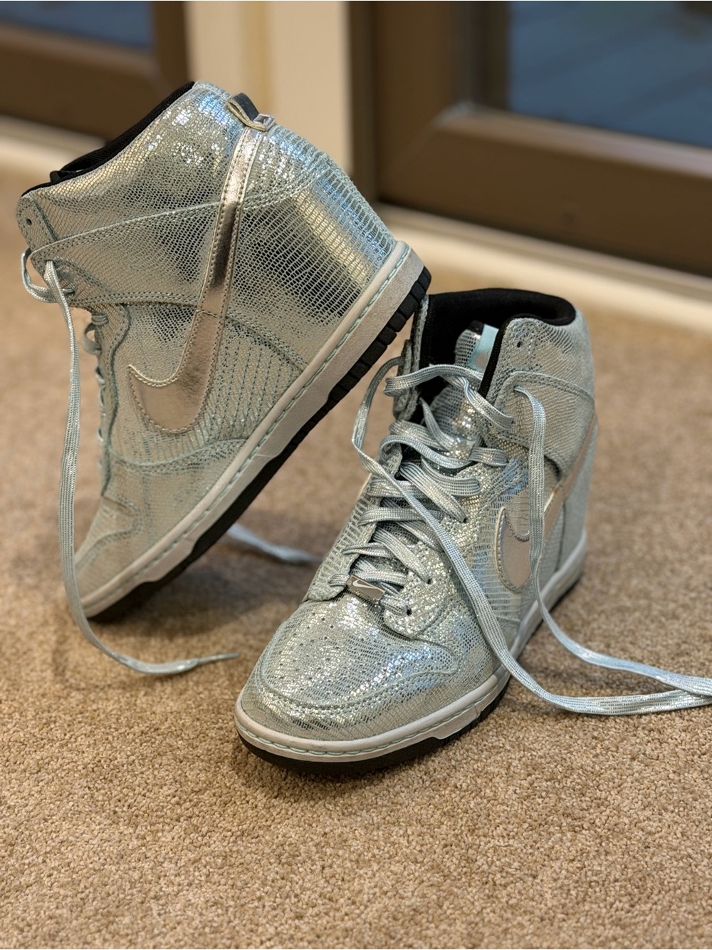 Nike Dunk Sky Hi QS Disco Ball Silver 637991-001 Women's 8.5 NEW Rare